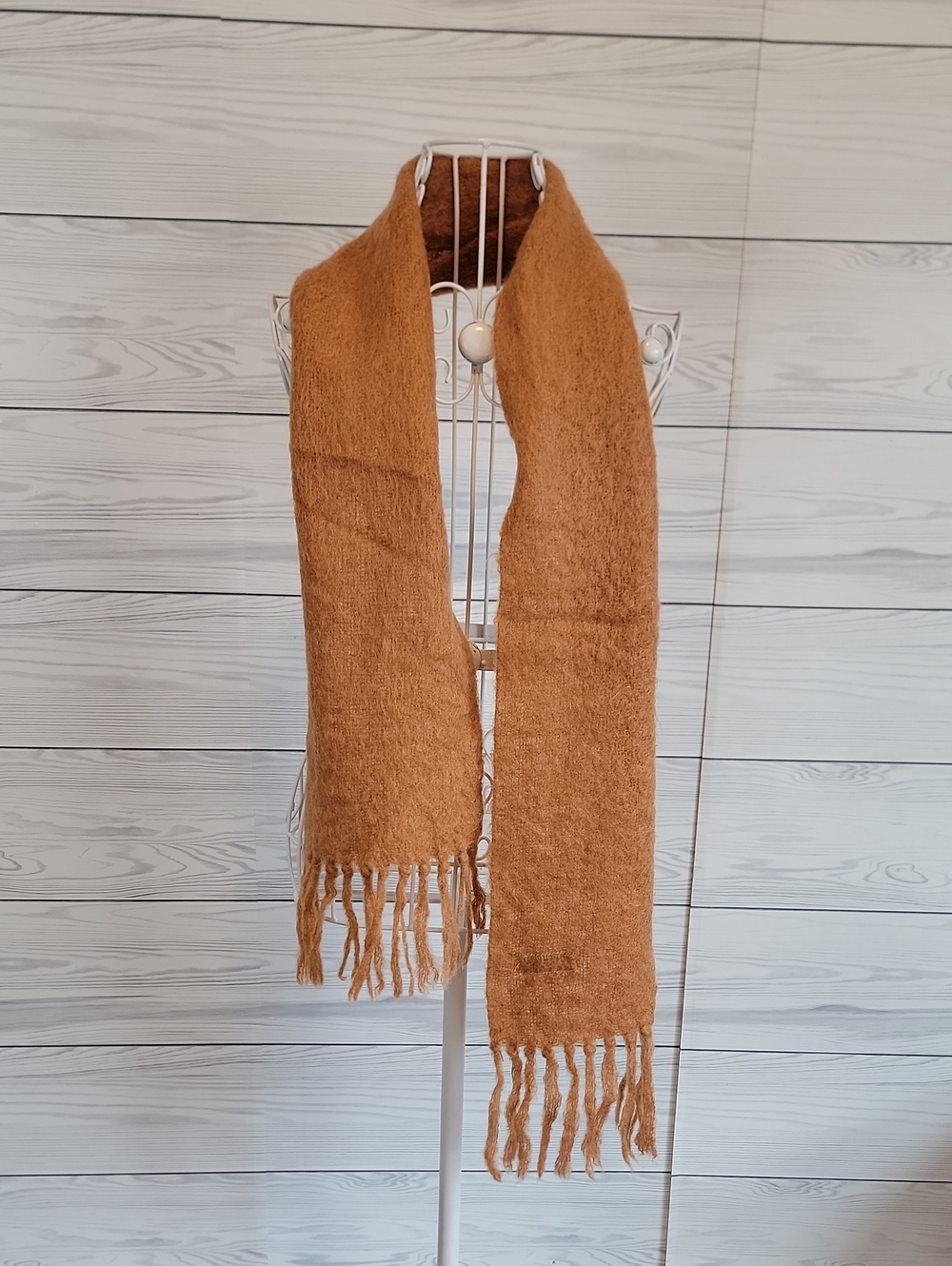 Vintage Mohair Scarf Fringed Nordstrom Women's  - Camel Brown 60"X8"